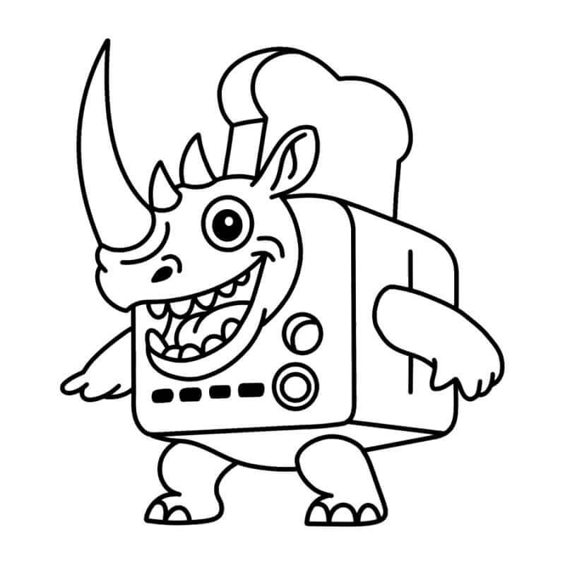Rhino Toasterino Italian Brainrot da colorare