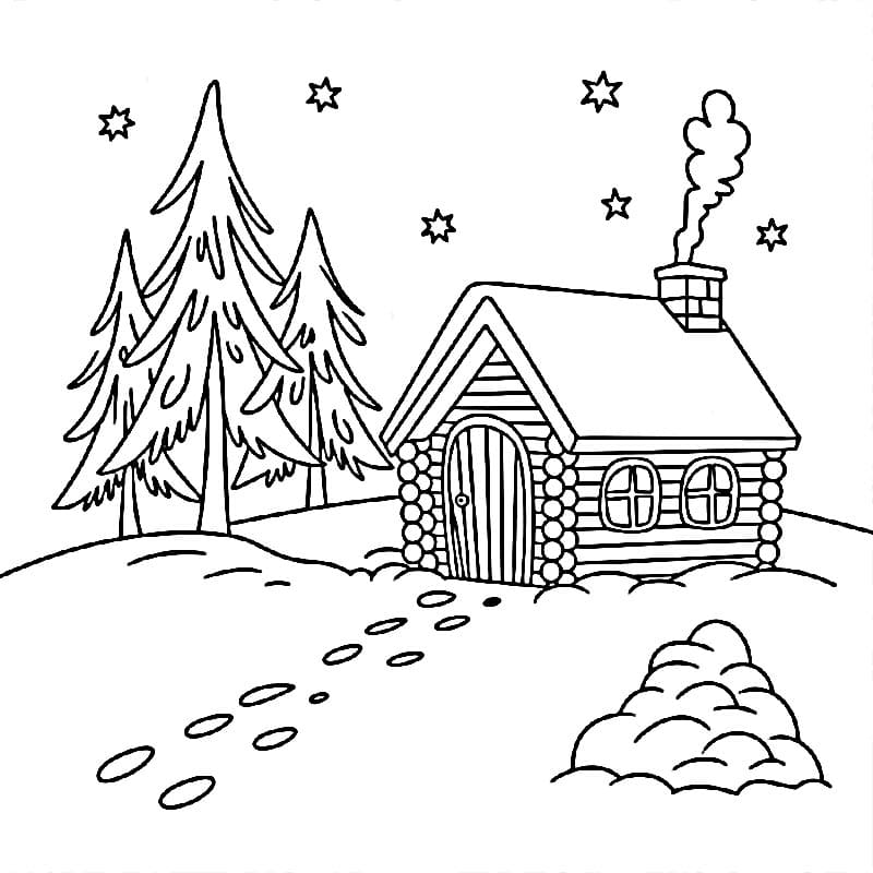 Scena Invernale da colorare