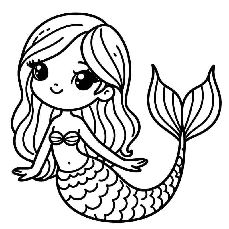 Sirena Stampabile per Bambini da colorare