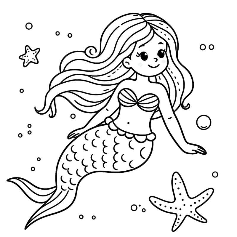 Sirena per Bambini da colorare
