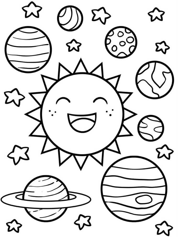 Sistema Solare Essenziale da colorare