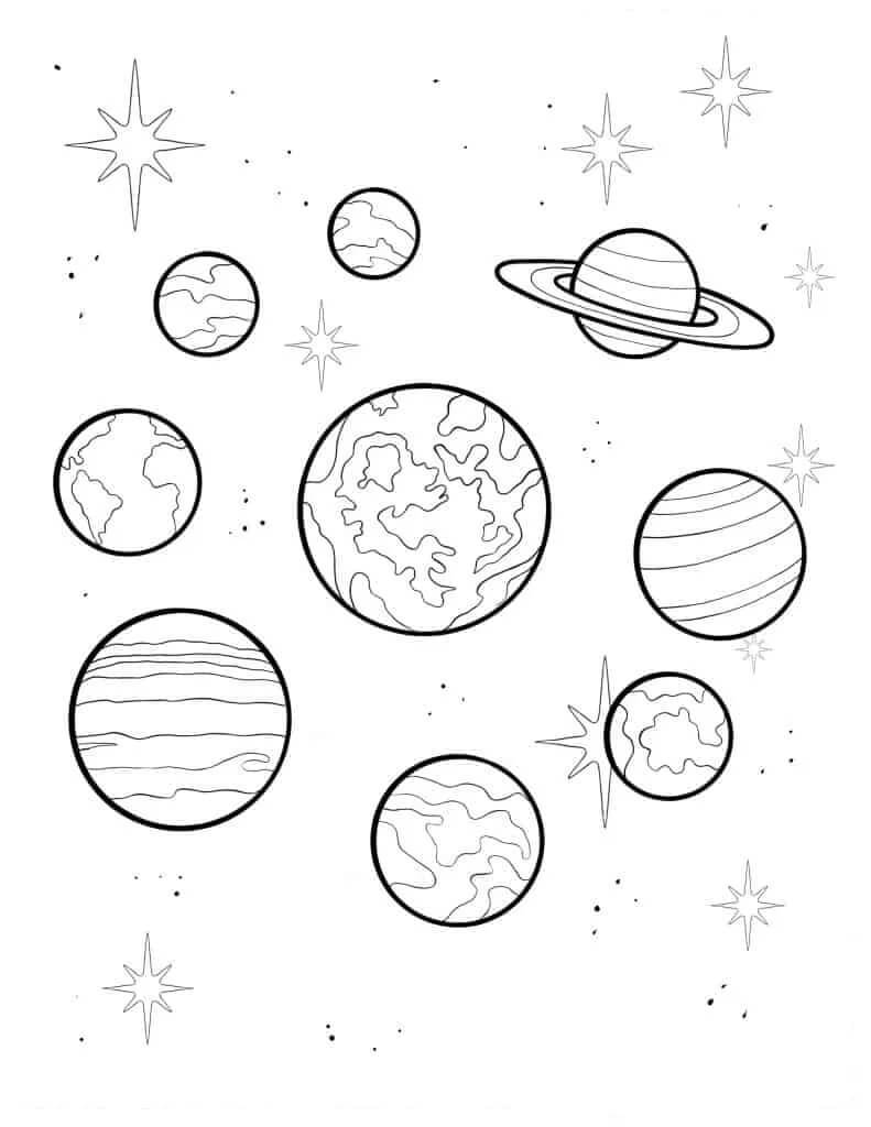 Sistema Solare Semplificato da colorare