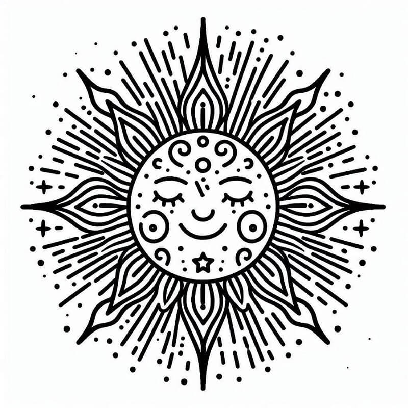 Sole per Bambini di 6 Anni da colorare