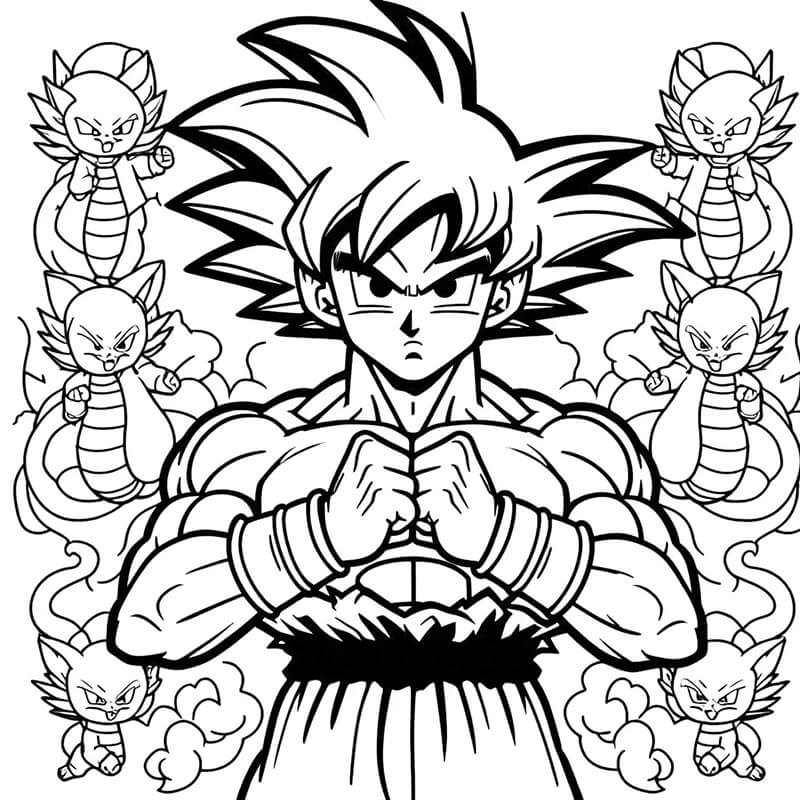 Son Goku per Bambini di 5 Anni da colorare
