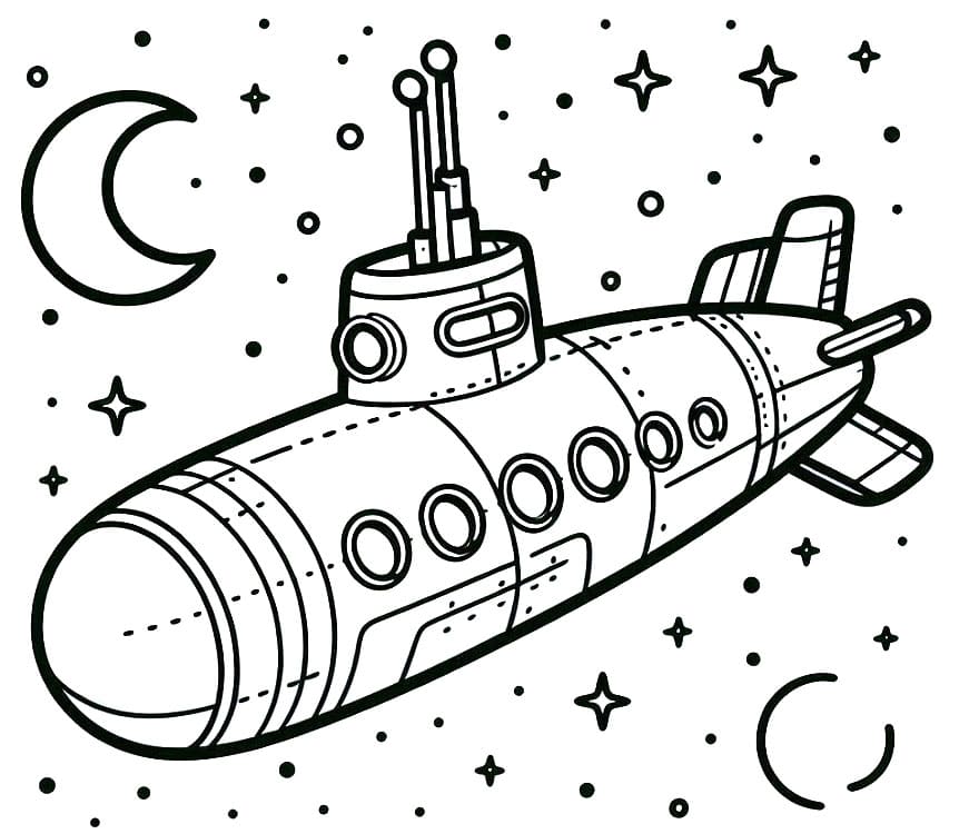 Sottomarino per Bambini di 4 Anni da colorare