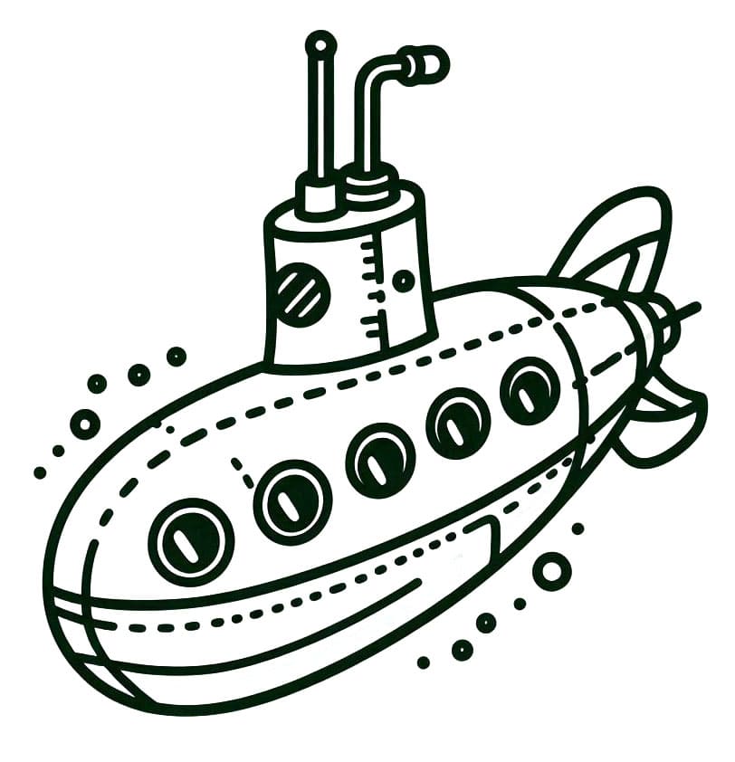 Sottomarino per Bambini di 5 Anni da colorare