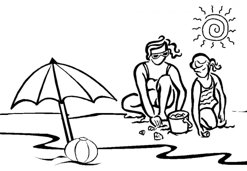 Spiaggia Semplice da colorare