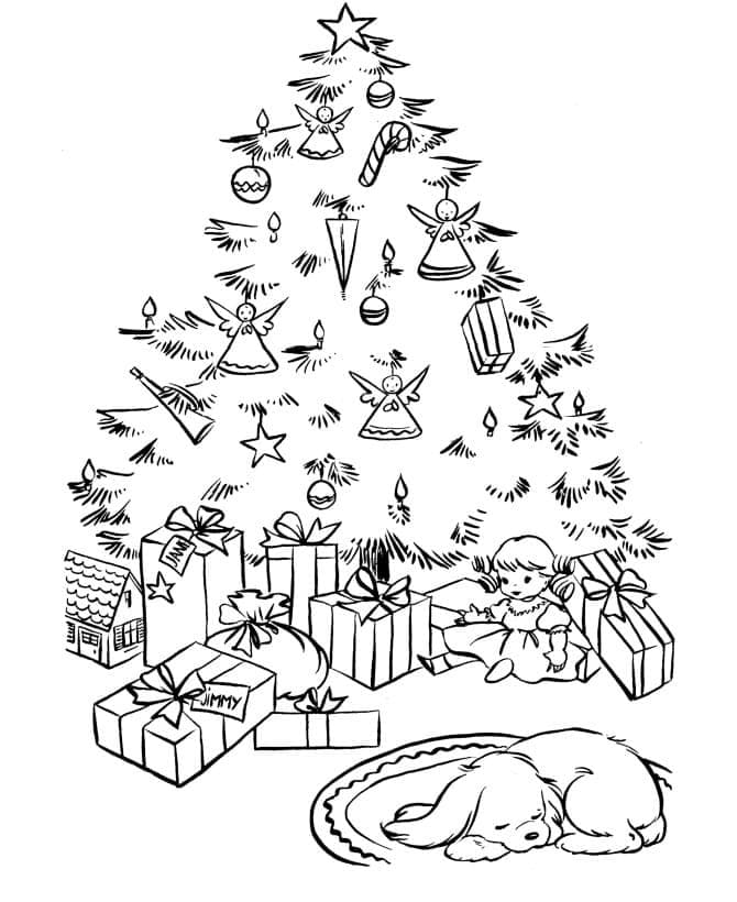 Stampa Albero di Natale da colorare