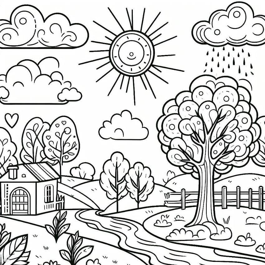 Stampa Paesaggio da colorare