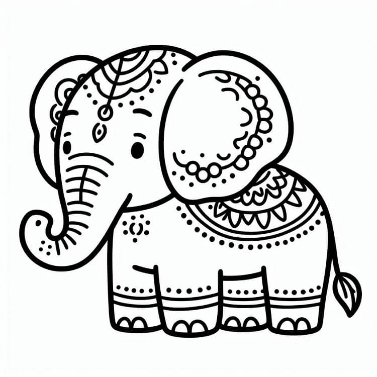 Stampabile Gratuito Elefante da colorare