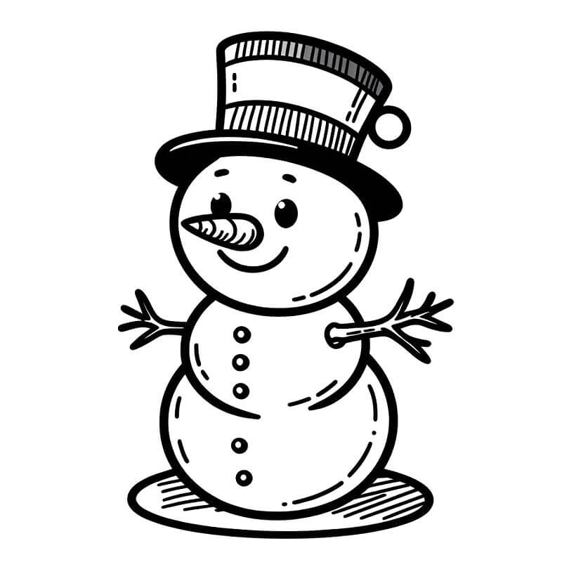 Stampabile Gratuito Pupazzo di Neve da colorare