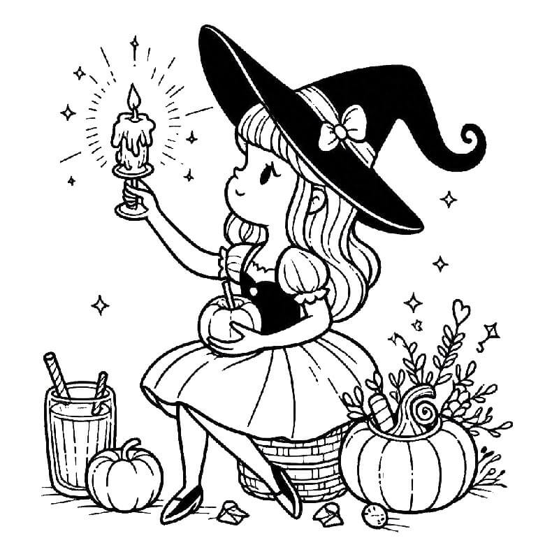 Strega Gratis per Bambini da colorare
