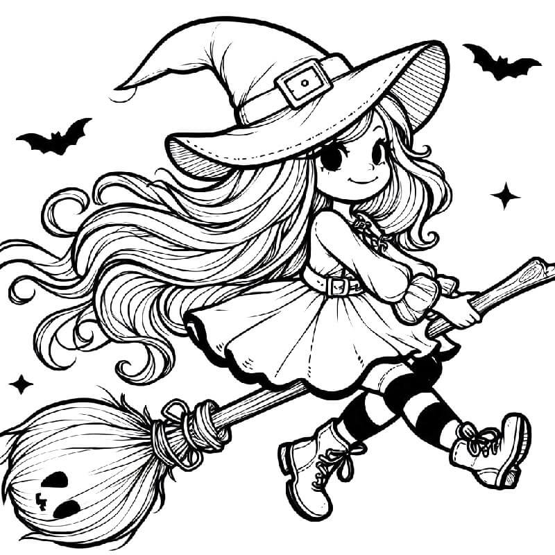 Strega Gratuita per Bambini da colorare