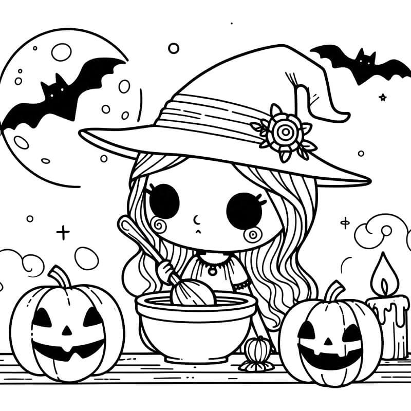 Strega Stampabile Gratis da colorare