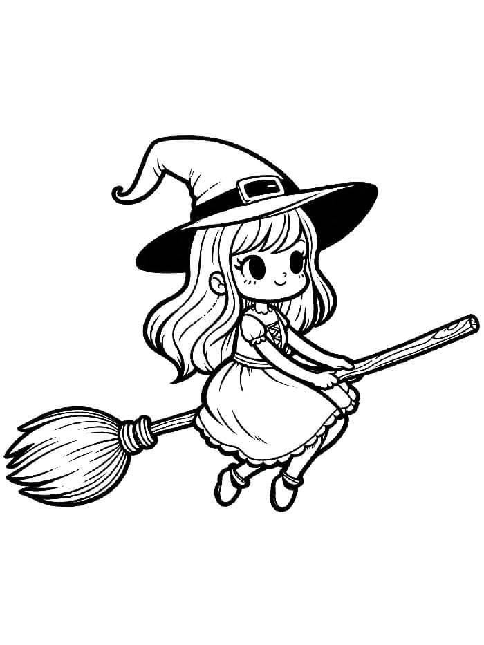 Strega Stampabile per Bambini da colorare