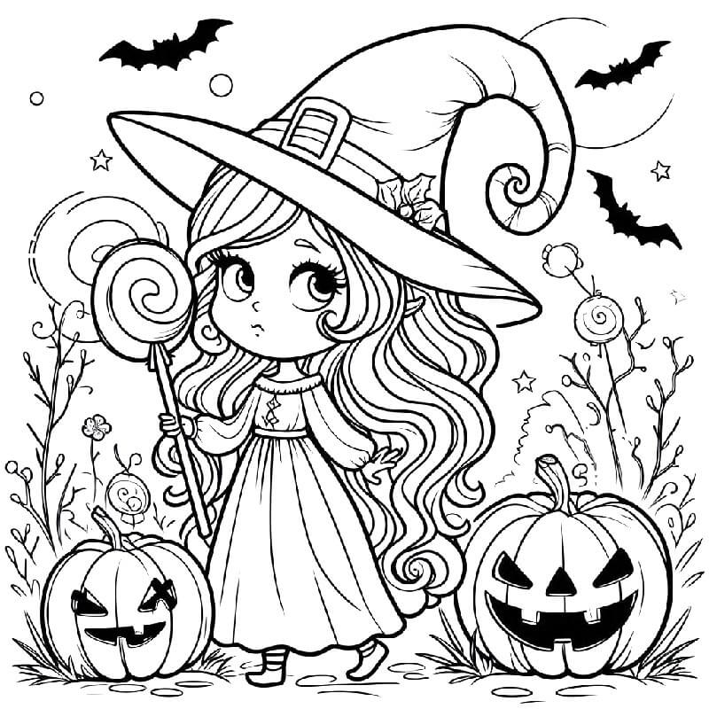 Strega per Bambini di 3 Anni da colorare