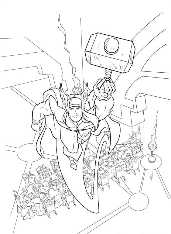 Thor Dio del tuono da colorare