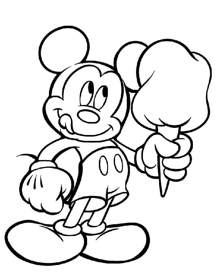Topolino con gelato da colorare