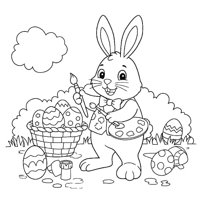 Un Coniglio di Pasqua Felice da colorare