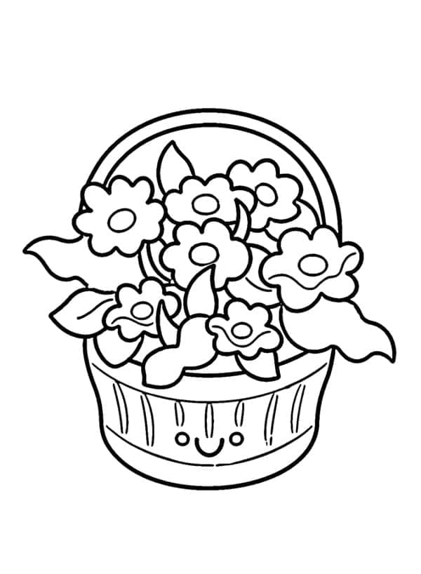 Un cesto di fiori da colorare