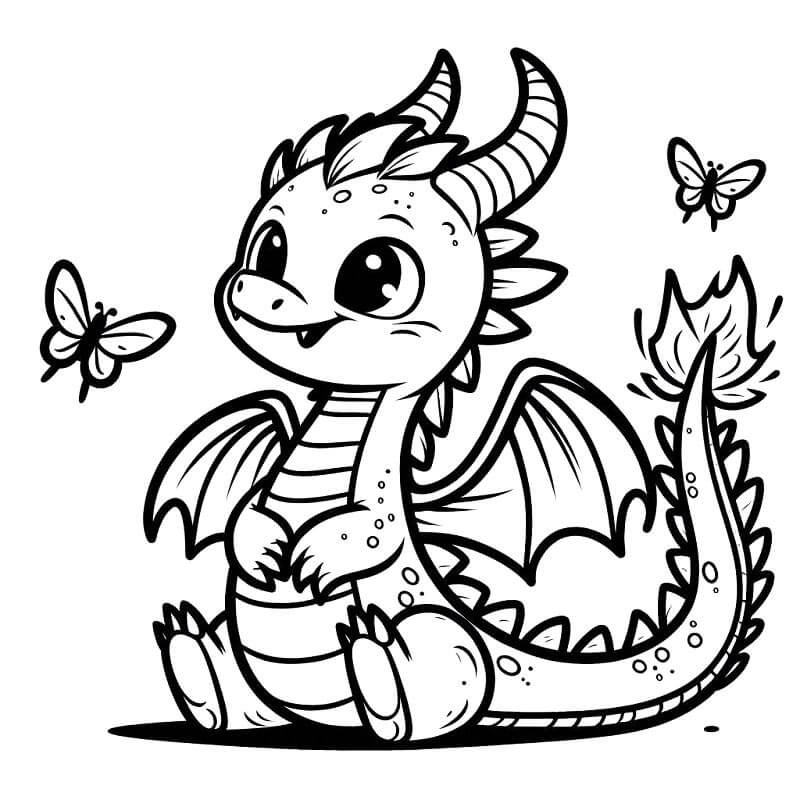 Un drago sorridente da colorare