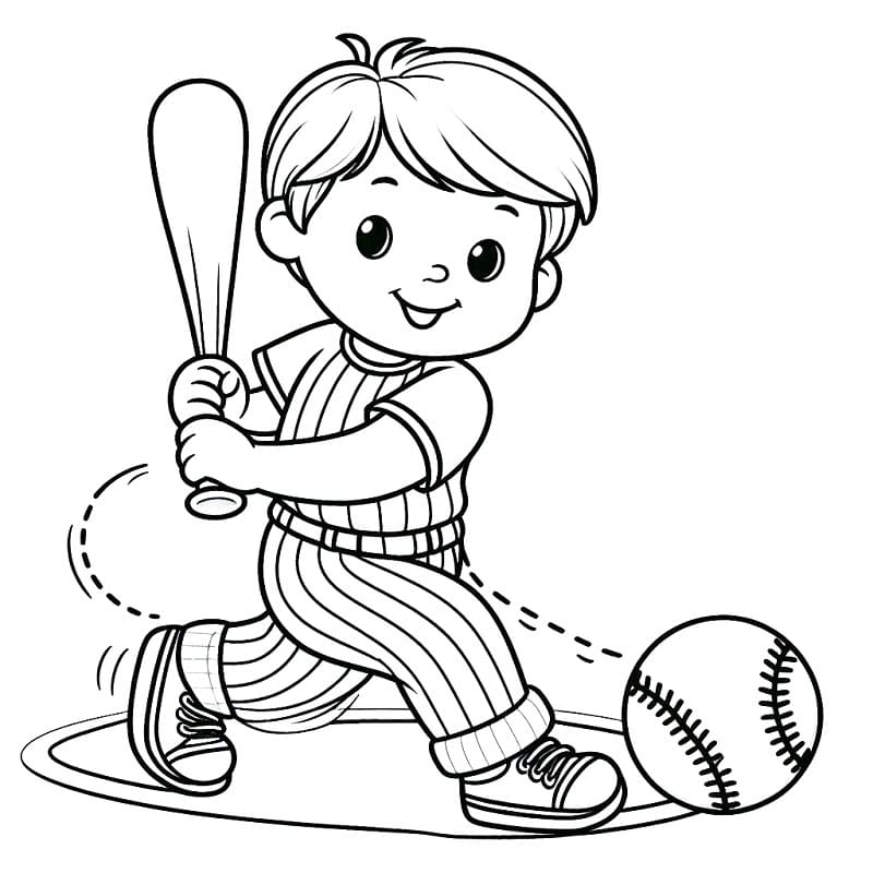 Un ragazzino gioca a baseball da colorare