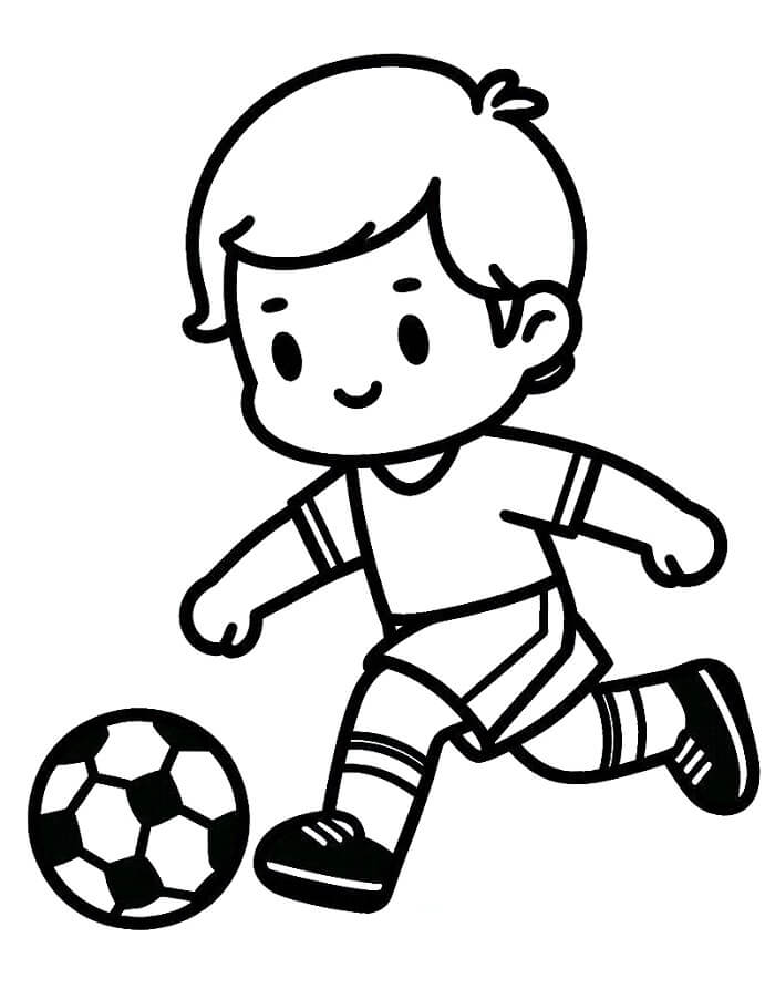 Un ragazzo e il calcio da colorare