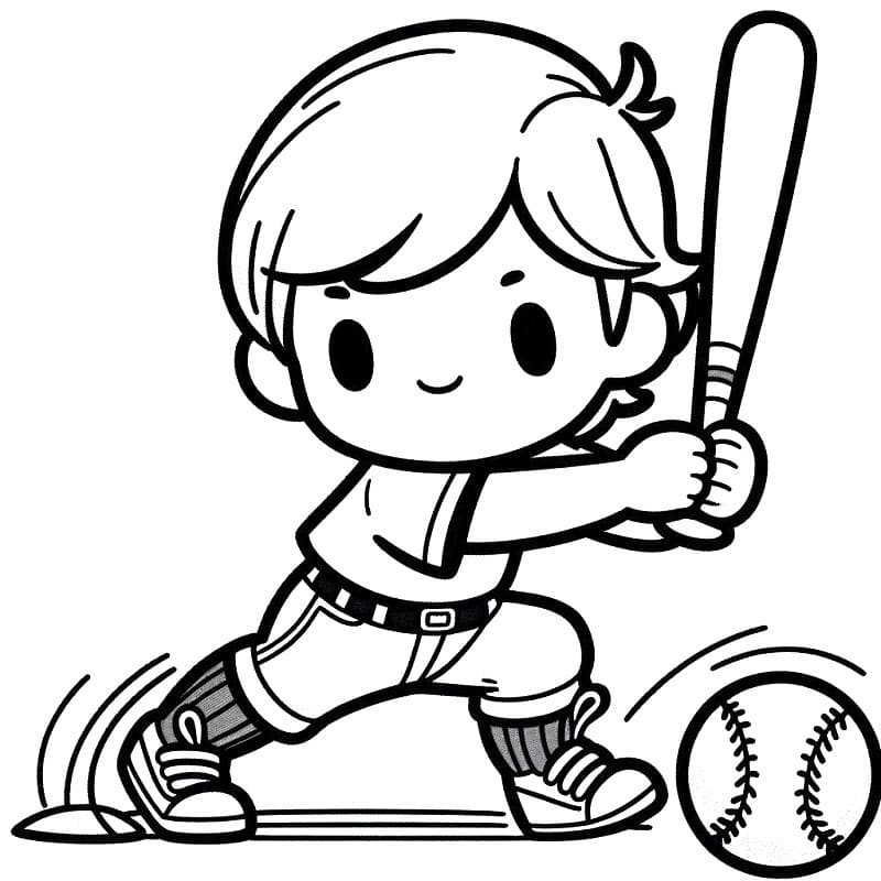 Un ragazzo gioca a baseball da colorare