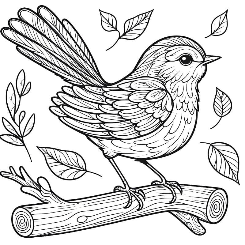 Un uccello sul ramo da colorare