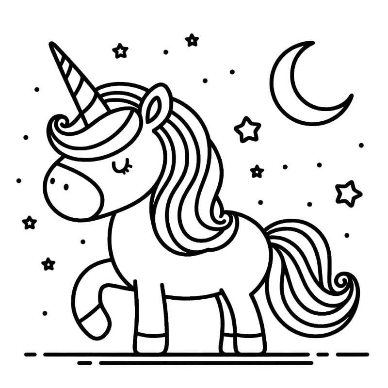 Un unicorno bambino da colorare