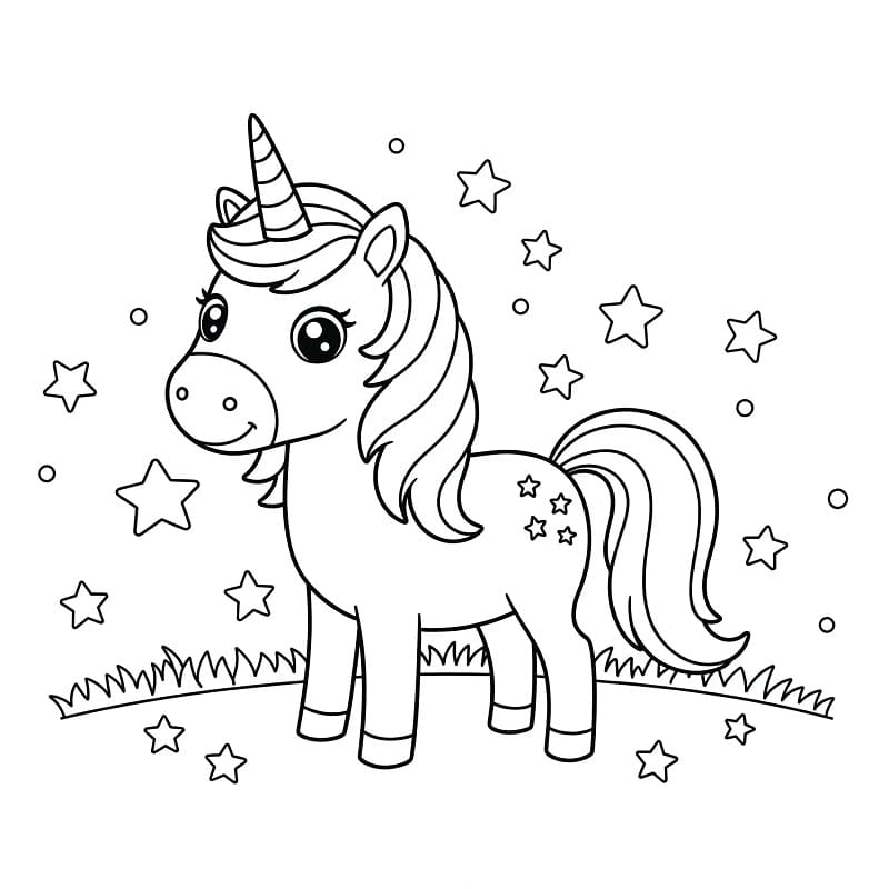 Unicorno Allegro da colorare