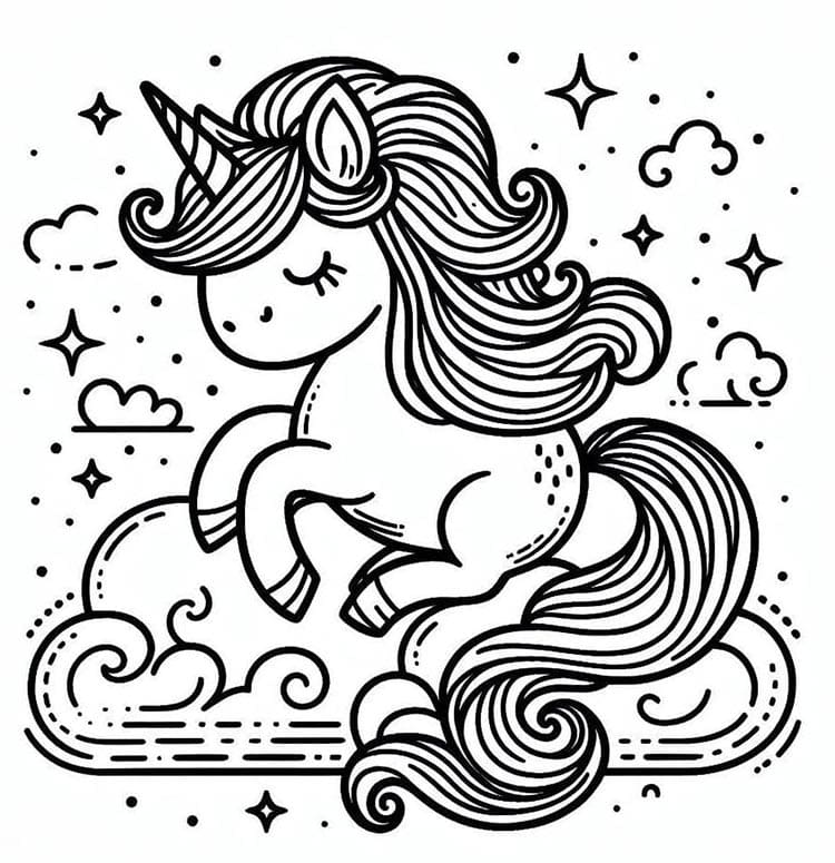 Unicorno Gratuito Stampabile da colorare