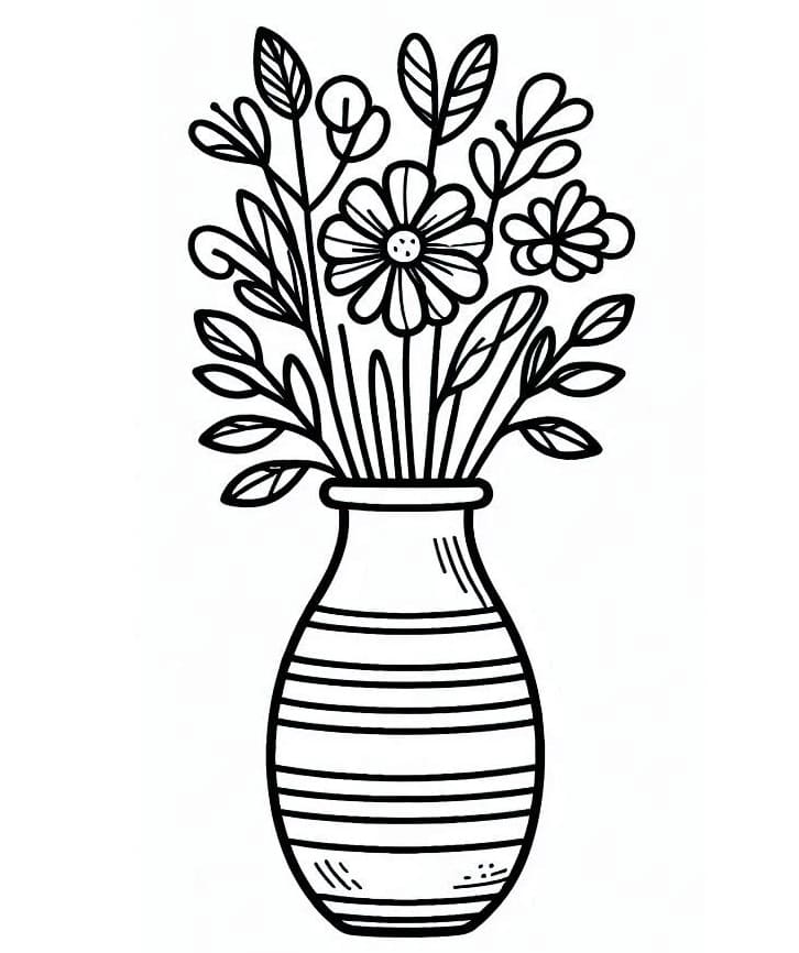 Vaso di Fiori per Bambini di 2 Anni da colorare