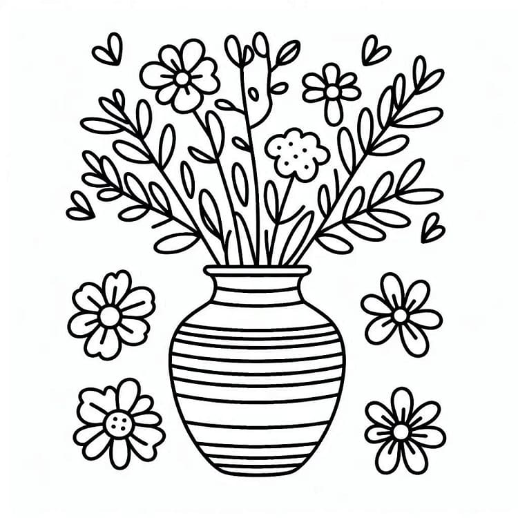 Vaso di Fiori per Bambini di 3 Anni da colorare