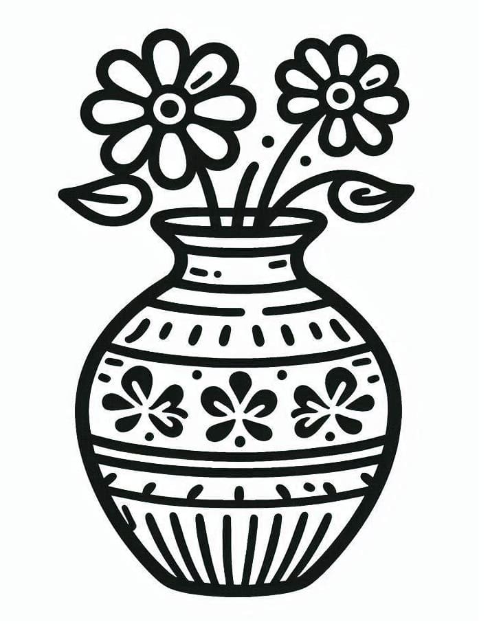 Vaso di Fiori per Bambini di 5 Anni da colorare
