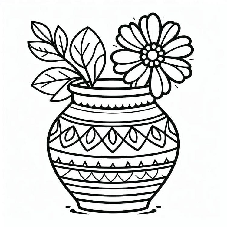 Vaso di fiori (1) da colorare