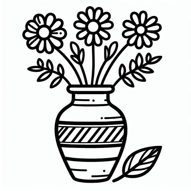 Vaso di fiori (3) da colorare