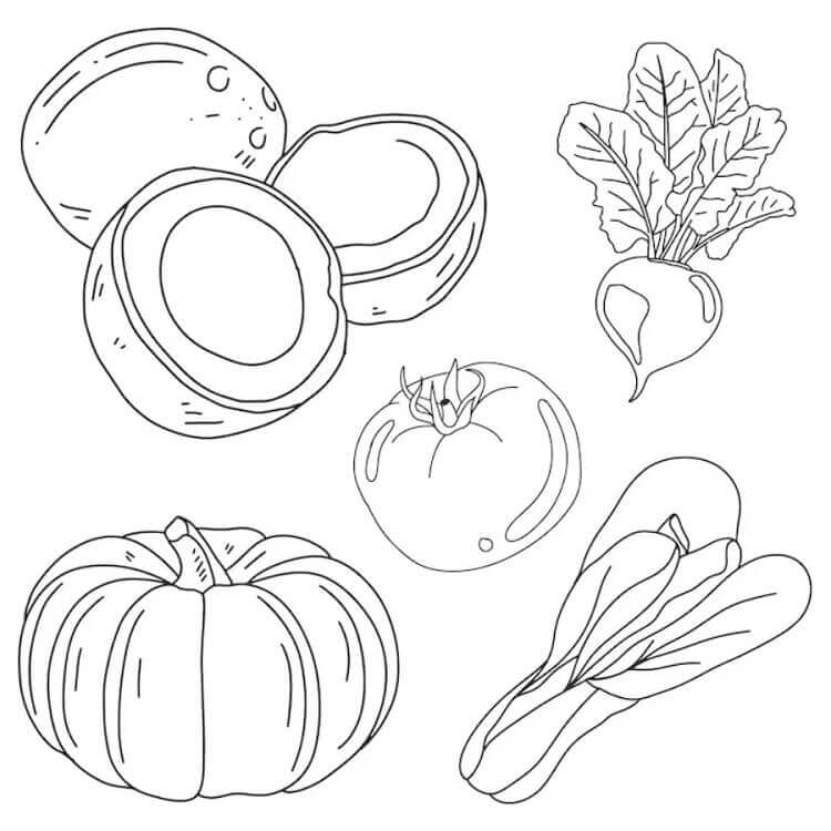 Verdura Facile da colorare