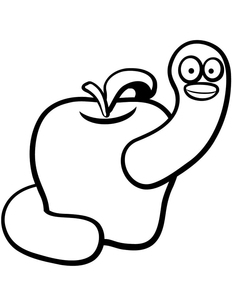 Verme e mela da colorare