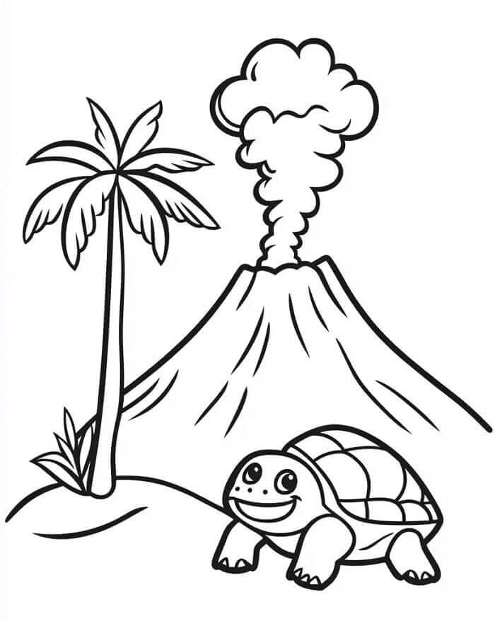 Vulcano Gratuito per Bambini da colorare