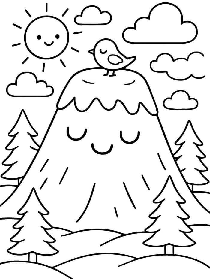 Vulcano Semplice da colorare