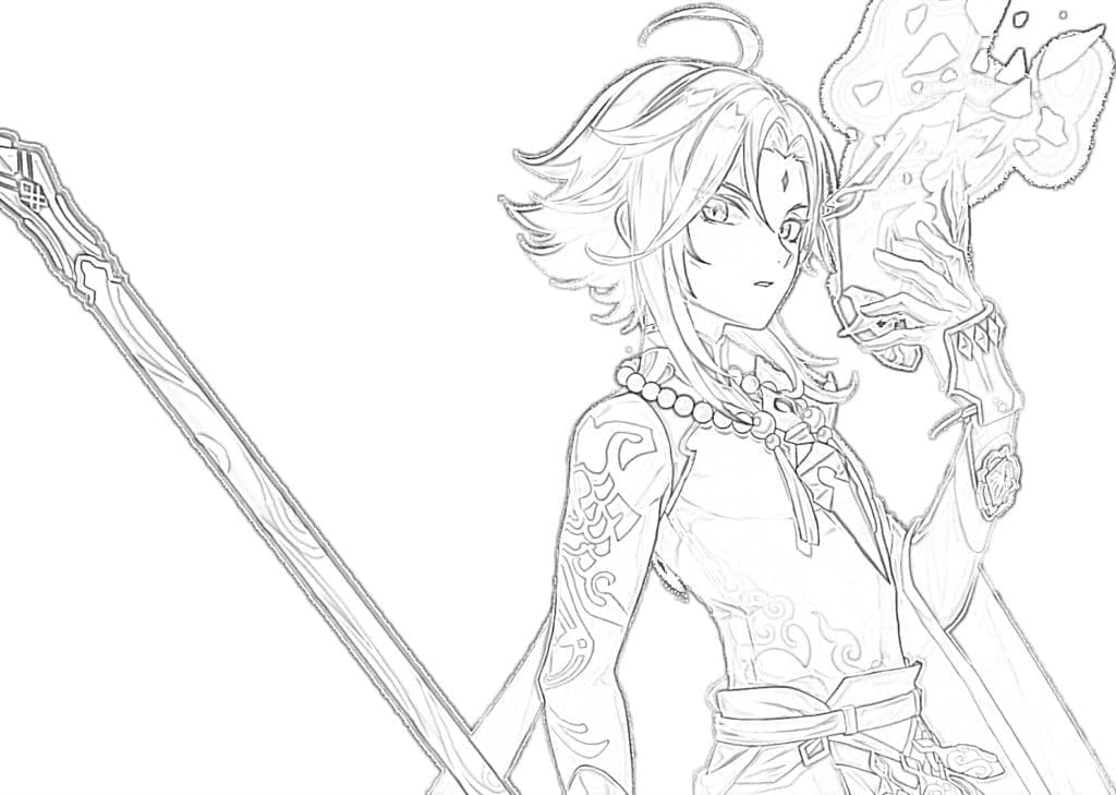 Xiao Genshin Impact da colorare