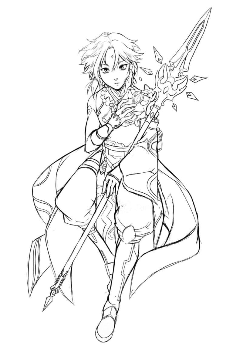 Xiao di Genshin Impact da colorare