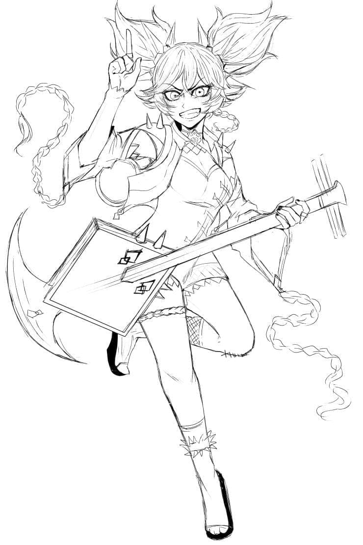 Xinyan di Genshin Impact da colorare