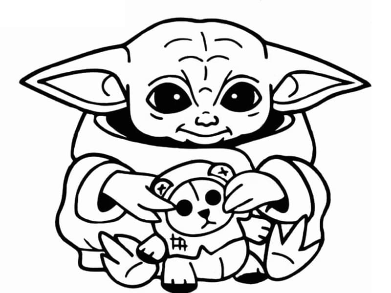 Adorabile Baby Yoda da colorare
