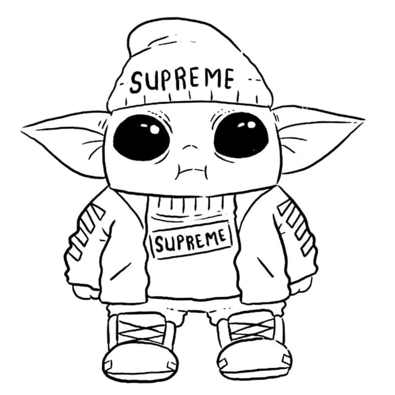 Baby Yoda alla Moda da colorare