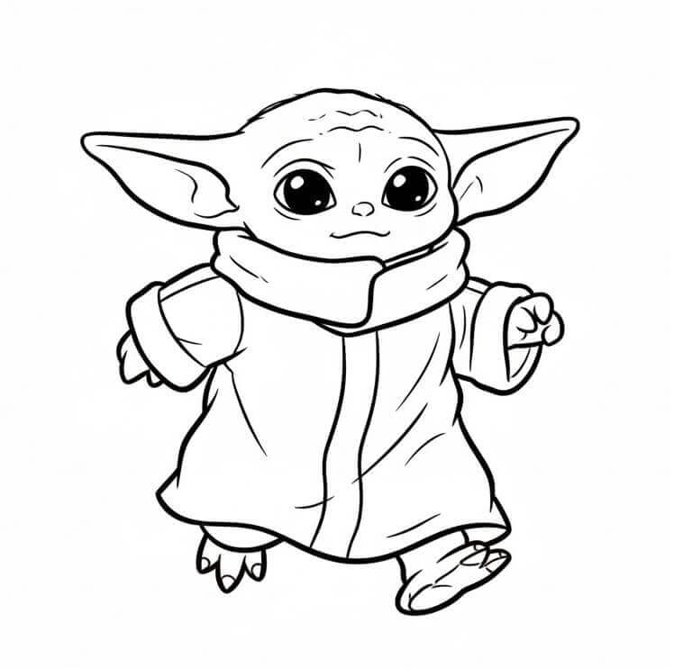 Baby Yoda che Corre da colorare