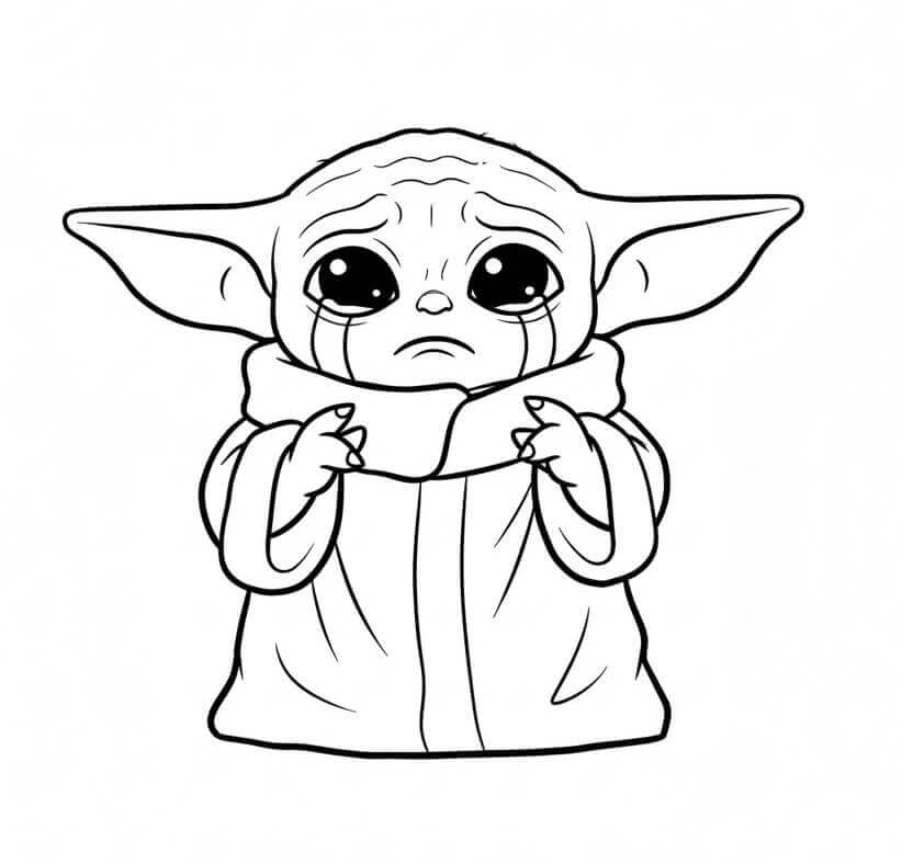 Baby Yoda che Piange da colorare