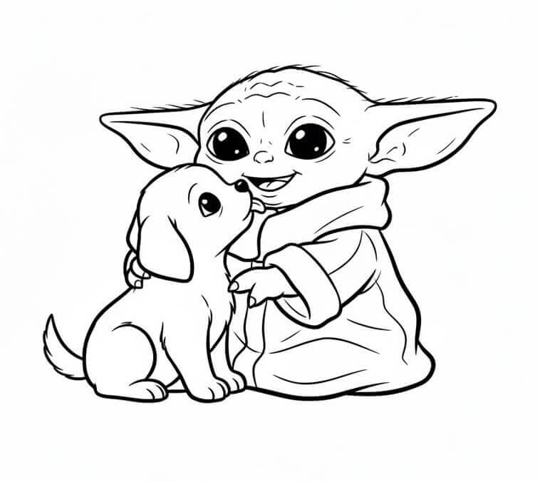 Baby Yoda e Cucciolo da colorare