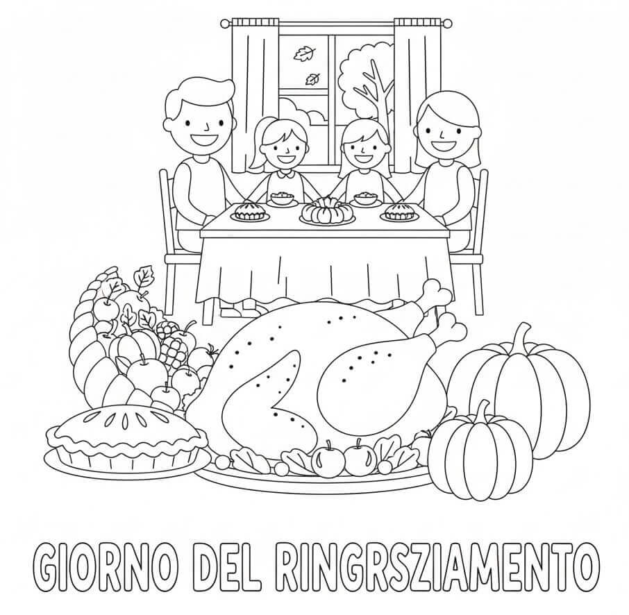 Cena del Ringraziamento da colorare